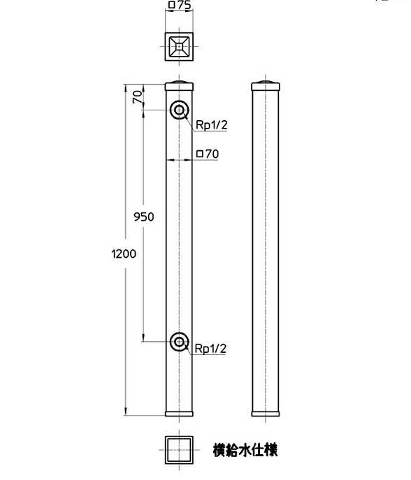 SANEI 塩化ビニル樹脂製 立水栓T801 70×1200-I / 三栄水栓製作所 /