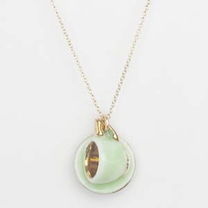 Cup Necklace Green Gold