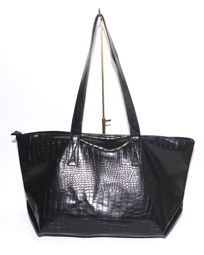 【楽天市場】Croco-Touch Big Tote Bag (black) クロコダイル ワニ柄 トートバッグ ブラック 黒 大きめ 大容量