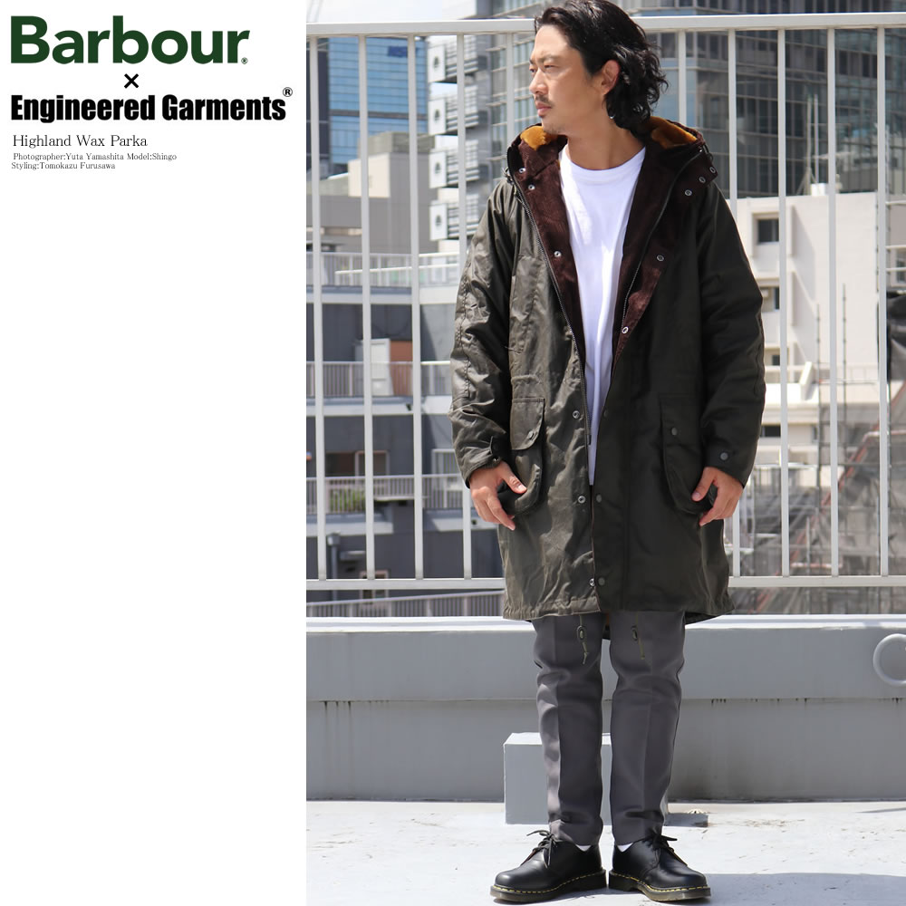 barbour x engineered garments highland waxed parka jacket