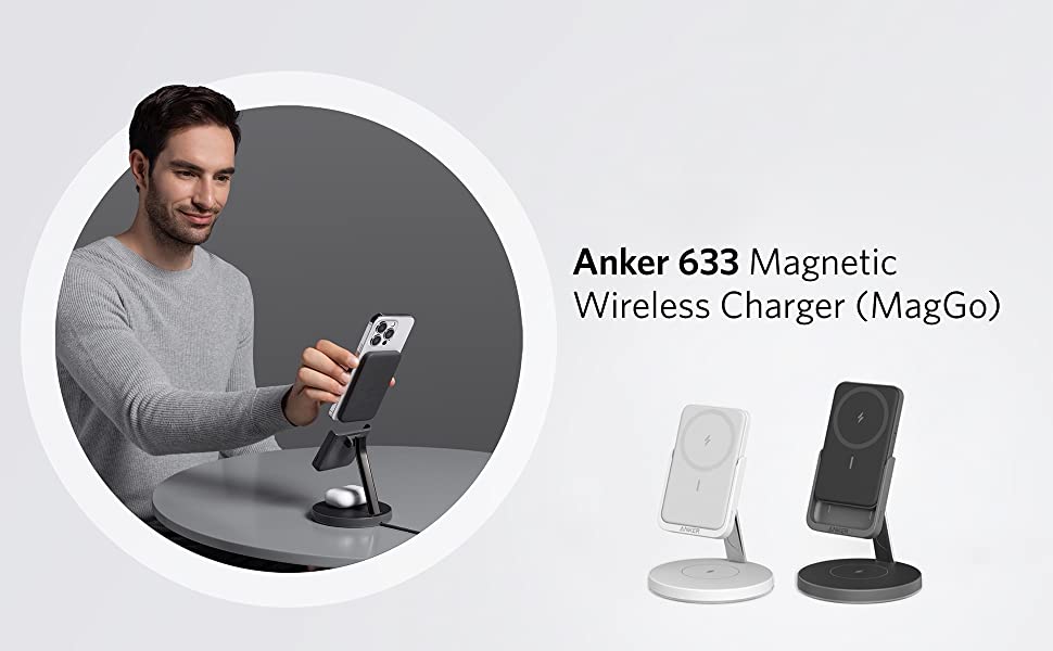 楽天市場】モバイルバッテリー Anker 633 Magnetic Battery 10000mAh ワイヤレス充電対応 MagGo 3台同時  マグネット式 iPhone13 12 14 15 Pro ProMax Plus 対応 強力マグネット ホワイトグレーブルー ワイヤレス出力 7.5W  : Acelit楽天市場店