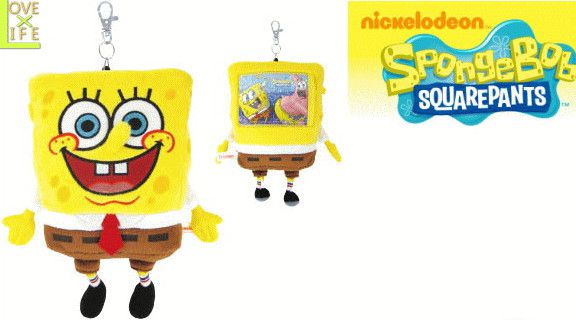 【スポンジボブ】ぬいぐるみパスケース【ぬいぐるみ】【SpongeBob】【定期入れ】【パスケース】【カードケース】【キーホルダー】【人形】【キャラ】【かわいい】