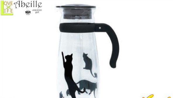 【黒猫雑貨】耐熱ガラスピッチャー【L】【ネコ】【ボトル】【ウォーターボトル】【給水】【ティーポット】【水差し】【猫】【黒猫】【キャット】【ねこ】【雑貨】【グッズ】【かわいい】