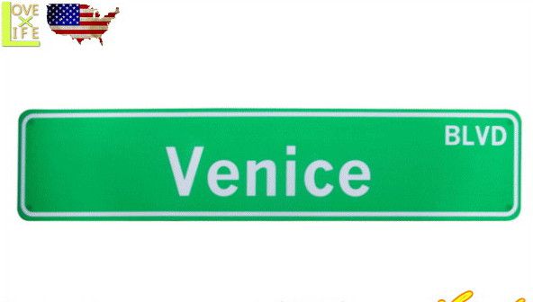 アメリカ製 Street Sign ストリートサインボード Venice 高速 看板 米国交通局 雑貨 アメリカン雑貨 アメリカ雑貨 アメリカ Usa かわいい おしゃれ ワールドショップ