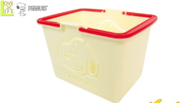 日本製 スヌーピー Snoopy ミニカラーバスケット オフホワイト ピーナッツ グッズ キャラクター おもちゃ 買い物カゴ カゴ かわいい ワールドショップ