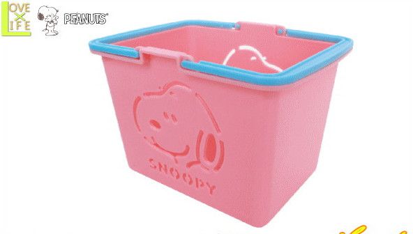 日本製 スヌーピー Snoopy ミニカラーバスケット ピンク ピーナッツ グッズ キャラクター おもちゃ 買い物カゴ カゴ かわいい ワールドショップ