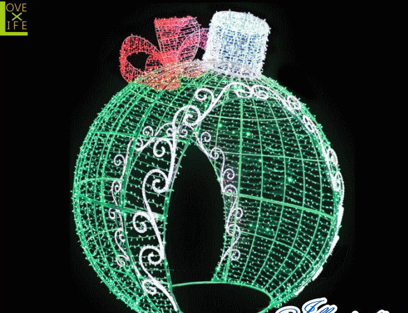 【LED】【イルミネーション】【大型商品】デコレーションボール【グリーン】【リボン】【ボール】【オブジェ】【エクステリア】【電飾】【モチーフ】【クリスマス】【クリスタル】【かわいい】【素敵】
