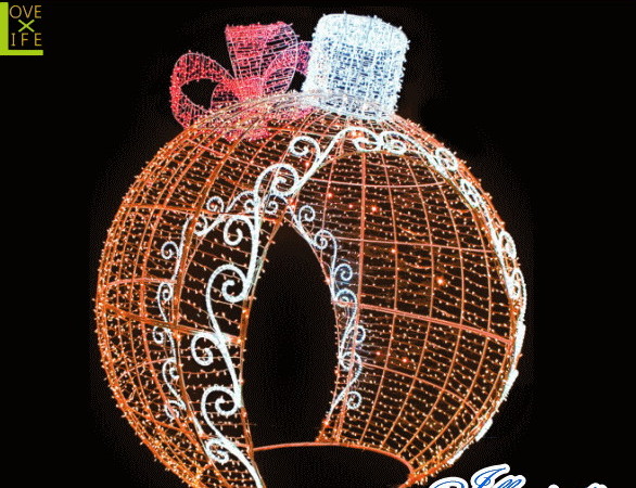 【LED】【イルミネーション】【大型商品】デコレーションボール【オレンジ】【リボン】【ボール】【オブジェ】【エクステリア】【電飾】【モチーフ】【クリスマス】【クリスタル】【かわいい】【素敵】