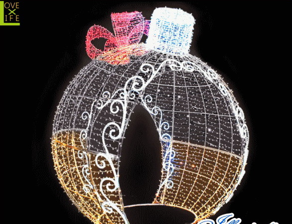 【LED】【イルミネーション】【大型商品】デコレーションボール【イエロー・ホワイト】【リボン】【ボール】【オブジェ】【エクステリア】【電飾】【モチーフ】【クリスマス】【クリスタル】【かわいい】【素敵】