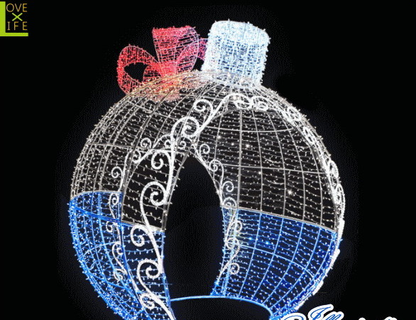 【LED】【イルミネーション】【大型商品】デコレーションボール【ブルー・ホワイト】【リボン】【ボール】【オブジェ】【エクステリア】【電飾】【モチーフ】【クリスマス】【クリスタル】【かわいい】【素敵】