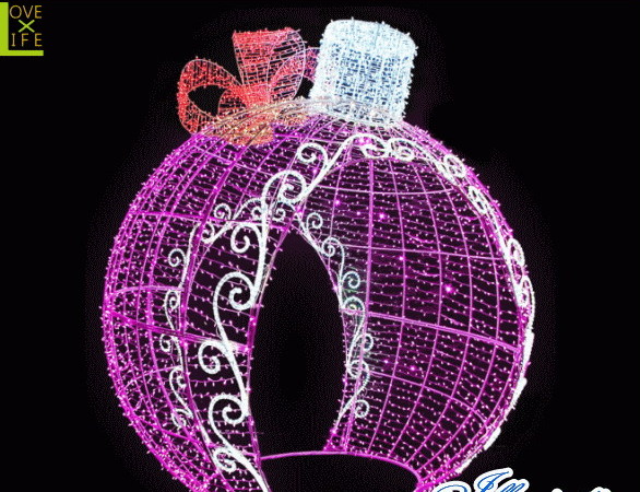 【LED】【イルミネーション】【大型商品】デコレーションボール【ピンク】【リボン】【ボール】【オブジェ】【エクステリア】【電飾】【モチーフ】【クリスマス】【クリスタル】【かわいい】【素敵】