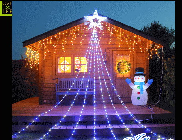 【イルミネーション】ドレープライトトップスター【ブルー・ホワイト】【LED】【420球】【冬】【簡単】【工事】【均等】【電飾】【装飾】【クリスマス】【輝き】【美しい】【かわいい】【イルミ】【ライト】