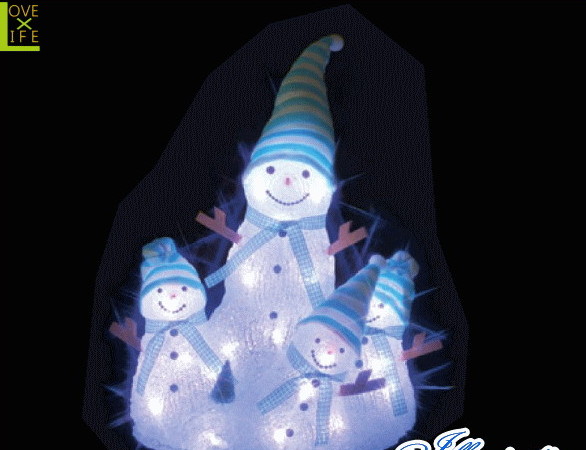 【イルミネーション】スノーマンズ【A】【雪だるま】【クリスタル】【立体】【サンタさん】【グロー】【LED】【クリスマス】【電飾】【モチーフ】【ローボルト】【かわいい】