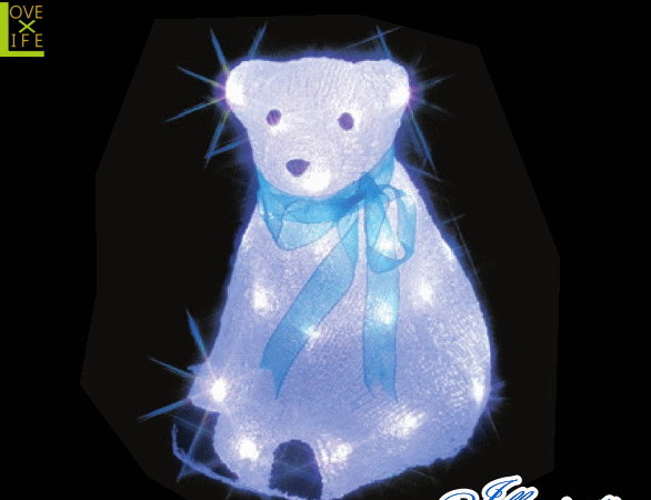 【イルミネーション】白クマ【M】【くま】【熊】【クリスタル】【立体】【動物】【アニマル】【グロー】【LED】【クリスマス】【電飾】【モチーフ】【ローボルト】【かわいい】