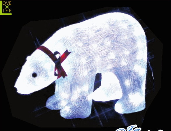 【イルミネーション】白クマ【L】【くま】【熊】【クリスタル】【立体】【動物】【アニマル】【グロー】【LED】【クリスマス】【電飾】【モチーフ】【ローボルト】【かわいい】