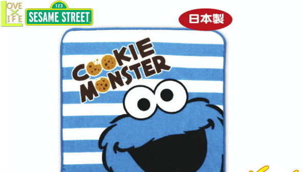 日本製 セサミストリート ミニタオル クッキーモンスター セサミ Sesame タオル アニメ グッズ かわいい たおる ハンカチ ワールドショップ
