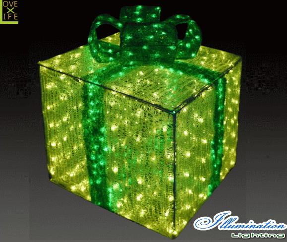 【イルミネーション】ギフトボックス【グリーン】【L】【ギフト】【プレゼント】【箱】【ボックス】【LED】【クリスタル】【電飾】【モチーフ】【クリスマス】【かわいい】