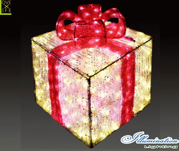 【イルミネーション】ギフトボックス【ピンク】【M】【ギフト】【プレゼント】【箱】【ボックス】【LED】【クリスタル】【電飾】【モチーフ】【クリスマス】【かわいい】