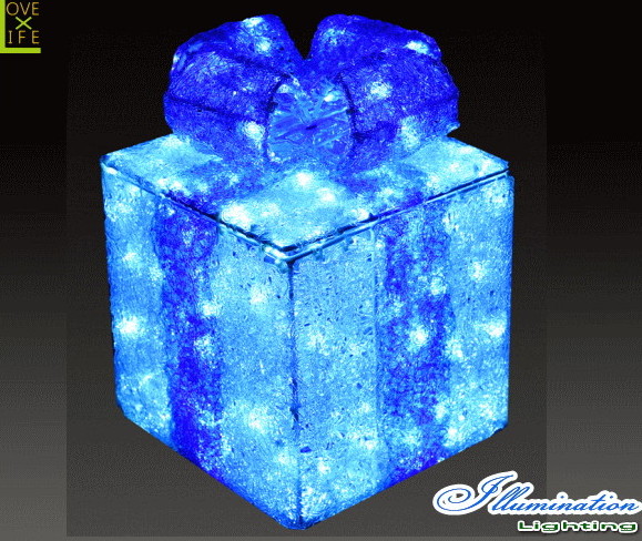 【イルミネーション】ギフトボックス【ブルー】【S】【ギフト】【プレゼント】【箱】【ボックス】【LED】【クリスタル】【電飾】【モチーフ】【クリスマス】【かわいい】