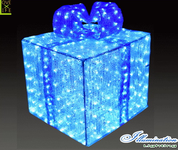 【イルミネーション】ギフトボックス【ブルー】【L】【ギフト】【プレゼント】【箱】【ボックス】【LED】【クリスタル】【電飾】【モチーフ】【クリスマス】【かわいい】