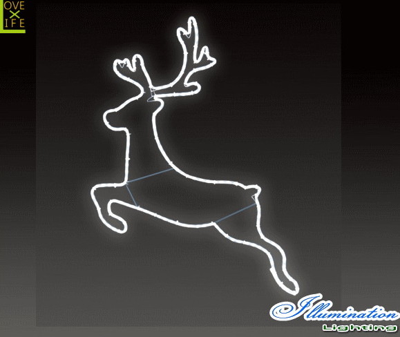 【イルミネーション】ジャンピングトナカイ【S】【トナカイ】【鹿】【アニマル】【動物】【平面】【壁掛け】【輝き】【電飾】【LED】【モチーフ】【クリスマス】【クリスタル】【かわいい】