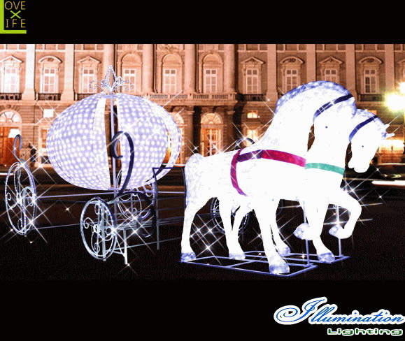 【大型商品】【イルミネーション】キングダム馬車【馬車】【馬】【ホース】【うま】【3D】【クリスマス】【電飾】【装飾】【飾り】【パーティ】【イベント】【光】【LED】【モチーフ】【オブジェ】