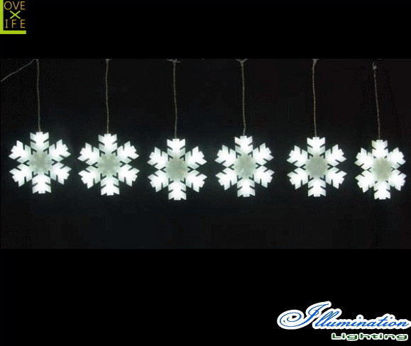 【イルミネーション】スノーフレークカーテン【ホワイト】【６連】【結晶】【雪】【スノー】【2Ｄ】【装飾】【飾り】【アート】【輝き】【電飾】【モチーフ】【クリスマス】【クリスタル】【かわいい】