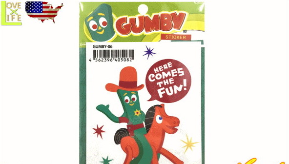 アメリカン雑貨 Gumby ステッカー 06 ガンビー クレイアニメ アメキャラ 小物 雑貨 アメリカ雑貨 アメリカ Usa かわいい おしゃれ ワールドショップ