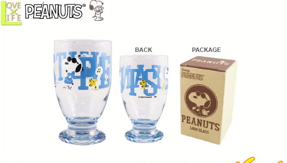 スヌーピー Snoopy グラス ロゴ ブルー ジョークール Glass ガラス コップ カップ ピーナッツ グッズ 食器 コレクター かわいい おしゃれ キッチン ワールドショップ