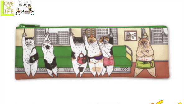 【世にも不思議な猫世界】ペンポーチ【通勤電車】【koriri】【猫】【筆箱】【ペンケース】【文房具】【入れ物】【ネコ】【ねこ】【グッズ】【スタンプ】【かわいい】