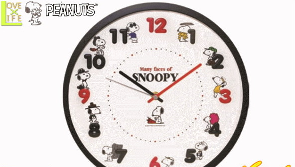 Snoopy スヌーピー アイコン ウォールクロック メニーフェイス ピーナッツ 目覚まし時計 クロック 掛け時計 時計 グッズ 生活 かわいい ワールドショップ