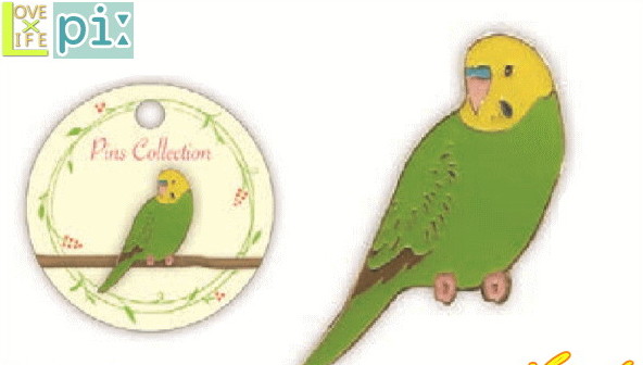pi 鳥シリーズ ピンズ セキセイ緑 バッジ バッチ インコ トリ いんこ グッズ キャラクター おもちゃ 鳥 鳥類 ペット アニマル 動物 コレクション かわいい ワールドショップ