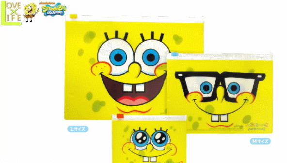 【スポンジボブ】3Pファスナーケースセット【フェイス】【SpongeBob】【ボブ】【文房具】【マンガ】【アニメ】【学校】【勉強】【ペンケース】【筆箱】【ポーチ】【化粧ポーチ】【かわいい】