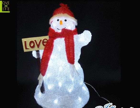 【20 】LED ラブ スノーマン【看板】【スノーマン】【3D】【立体】【雪だるま】【LED】【スノー】赤いマフラーを掛けた！つぶらな瞳の雪だるま♪【送料無料】【クリスマス】【イルミネーション】【電飾】【モチーフ】