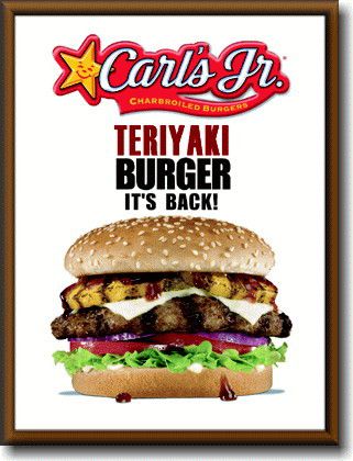 Carl's Jr.【ハンバーガー】【Mサイズ】大き目のイラスト ピクチャーフレーム！インテリアにどうぞ♪アメリカの香りがする商品を揃えました♪企業ロゴやキャラクター！どれもCOOLです♪【】【35 】【sybp】【w1】