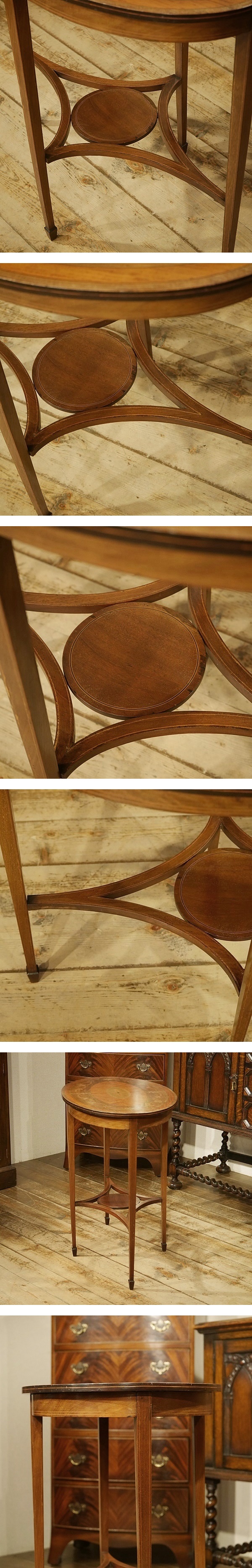 英国アンティーク家具 1910年代エドワーディアン オケージョナルテーブル 象嵌 インレイ ウインドウテーブル 花台 A575 | Ｑ’Ｓ　 ＡＮＴＩＱＵＥＳ