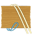 1.ロープを半分に折り、折ったロープの輪っか側を梁にぐるっと一周回します。