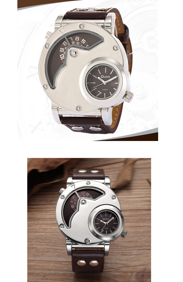2フェイス腕時計 メンズ腕時計 ビッグフェイス仕様 クオーツ FASHION腕時計 メンズ ラウンド オシャレ シンプルカジュアル ビジュアル  シルバー | ケイロス