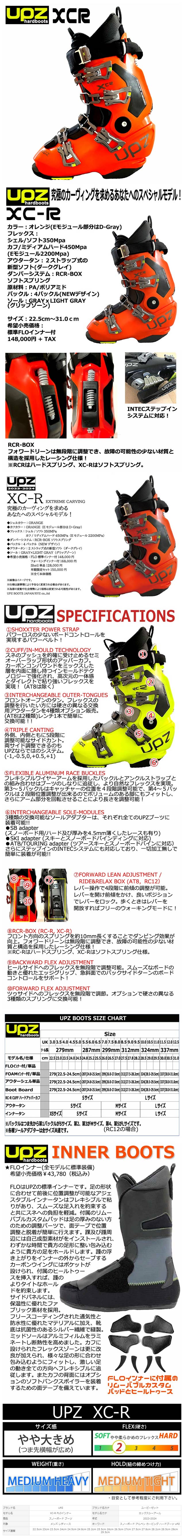 楽天市場】23-24 UPZ / ユーピーゼット XCR FLOインナー メンズ ...
