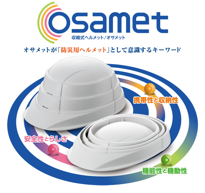 楽天市場】収縮式ヘルメット オサメット『osamet』（ヘルメット 