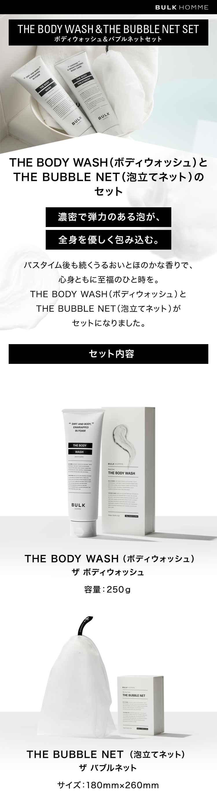 1023円 【58%OFF!】 バルクオム THE BODY WASH BUBBLE NET SET ボディウォッシュ 泡立てネット BULK HOMME