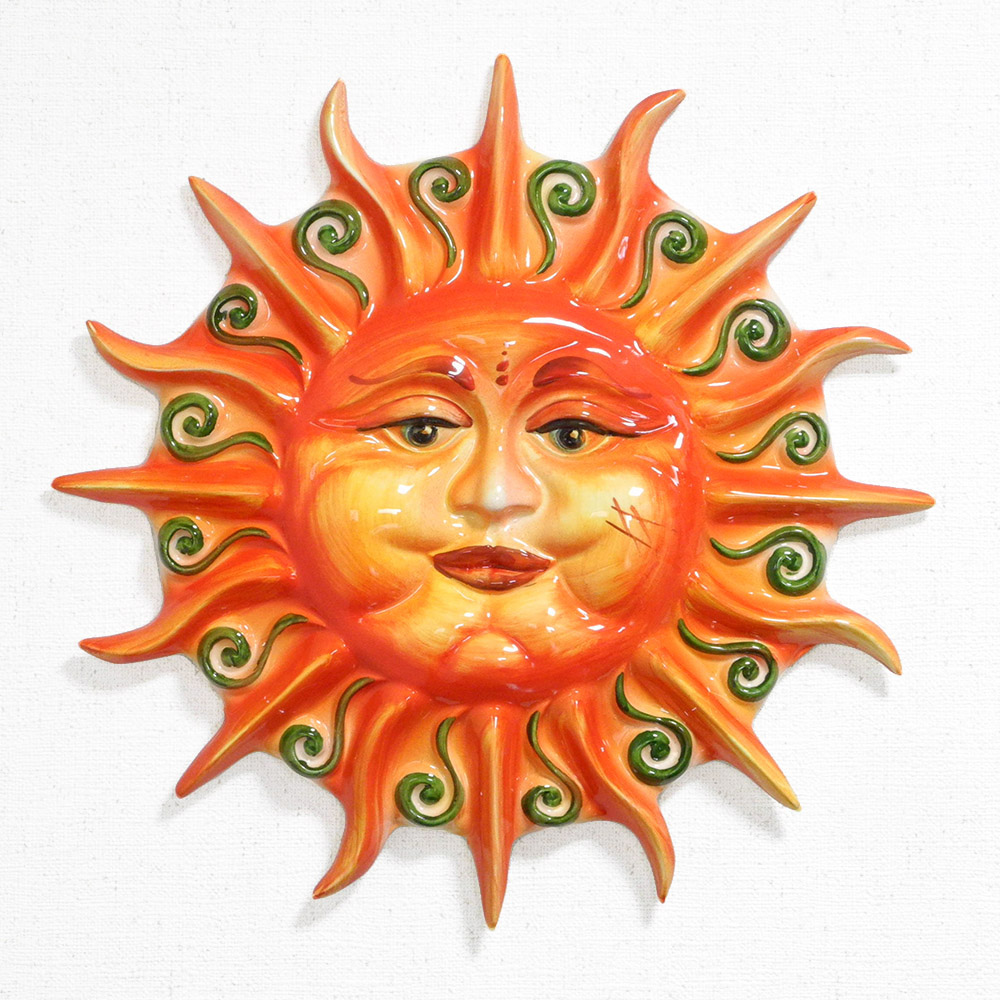 【2024年５月下旬再入荷予定】イタリア製 陶器 太陽 壁掛け オーソレミオ BRE-1686Y
