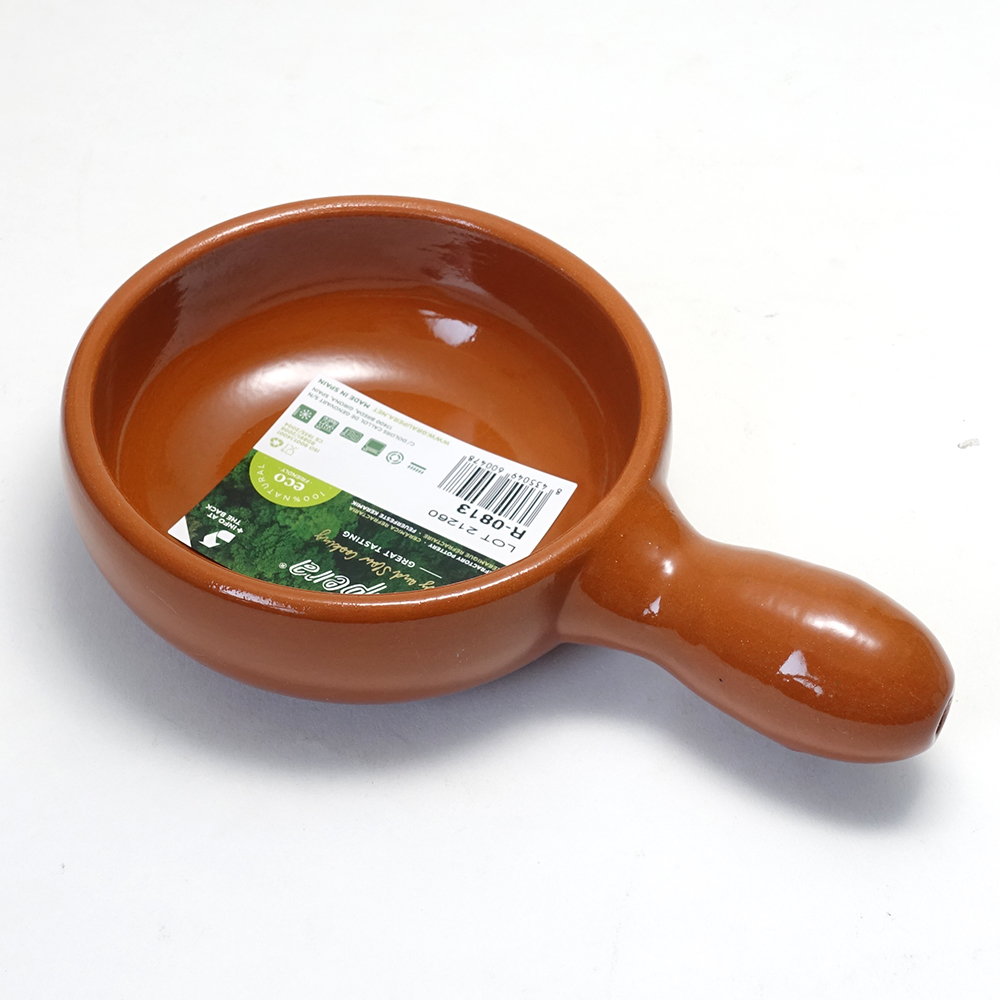 スペイン グラウペラ社製 テラコッタ陶器 カスエラ 片手浅鍋 アヒージョ鍋 13cm SGR-0813BR