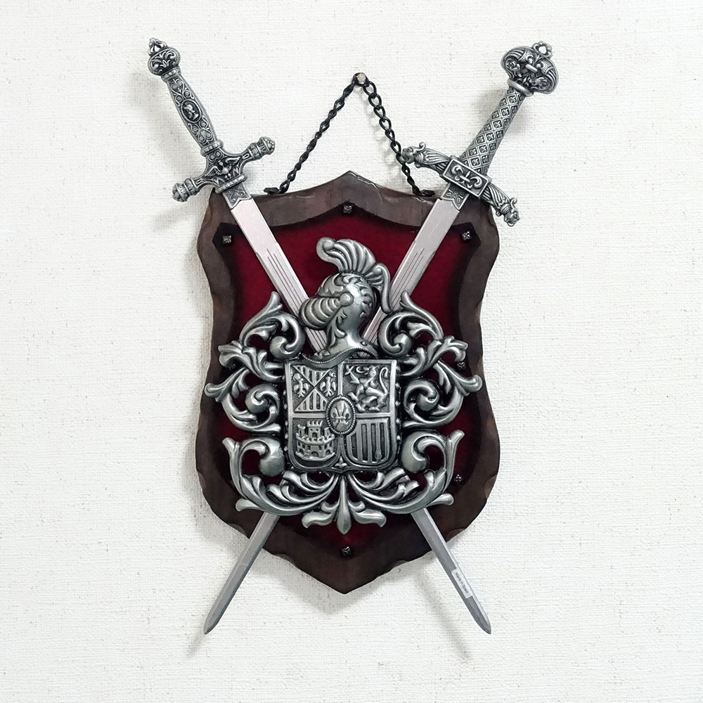スペイン製 中世 ダマスクの紋章 壁掛け 26X38cm SKO-585