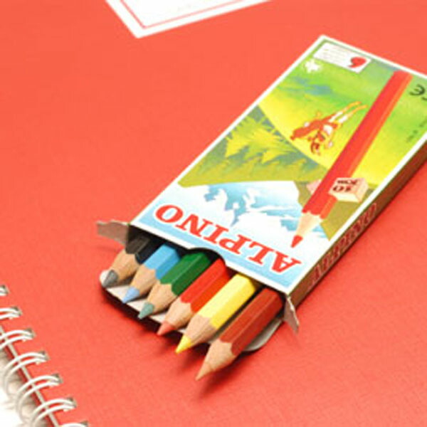 スペイン製 六角形 ミニ色鉛筆 【ALPINO】アルピノ社 6色セット カラー ペンシル SMS-6