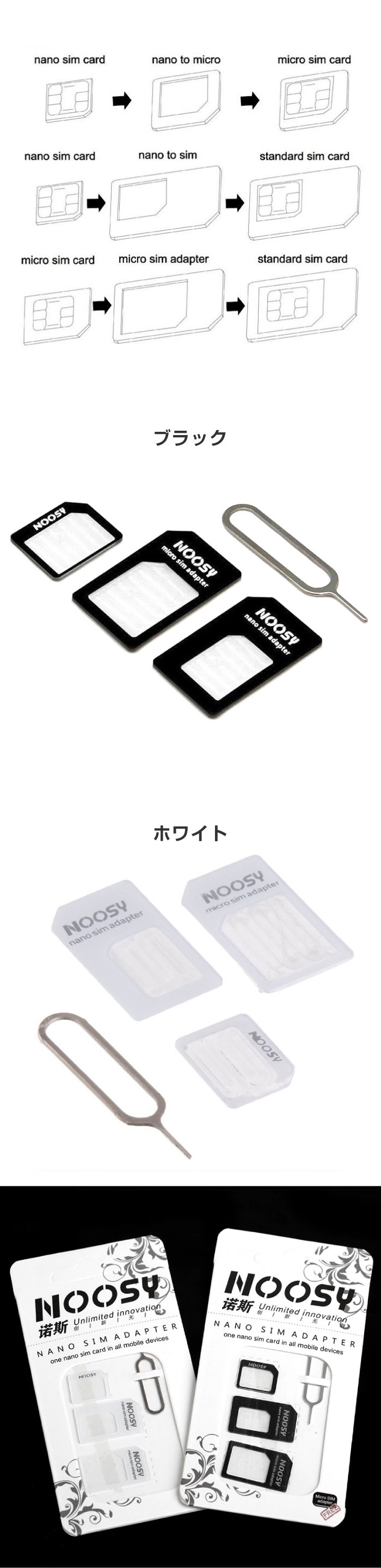 sim カード 変換アダプタ Nano SIMアダプター MicroSIM 変換アダプター SIMピン付き iPhone iPad iPod  Samsung Android ルーター Apple アイフォン サムスン アンドロイド スマホケースのCINC SHOP
