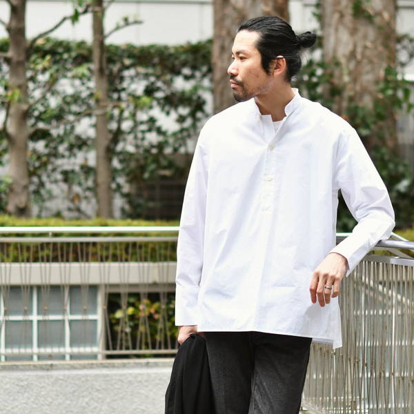 Bagutta【バグッタ】オーバーサイズプルオーバーシャツ ZEN GL 09103 001 ホワイト