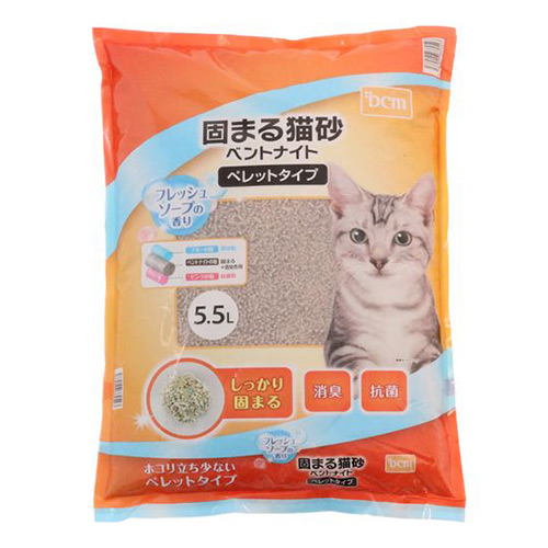 DCM 固まる猫砂 ベントナイト ペレット フレッシュソープの香り 5.5L