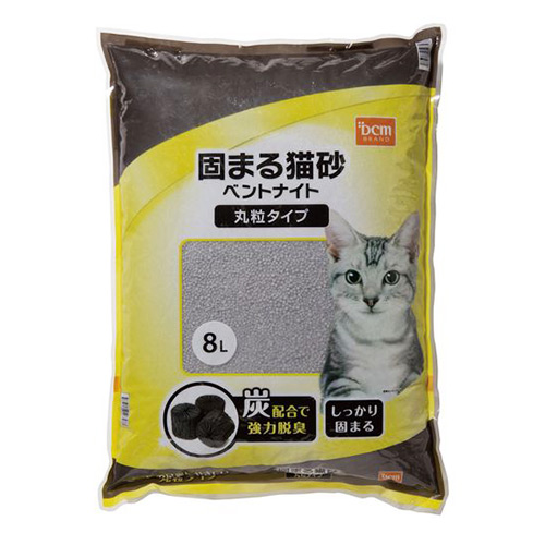 DCM  固まる猫砂 ベントナイト 丸粒 炭配合 8L