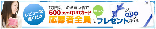 レビューを書くだけ １万円以上のお買い物でQUOカード５００円分の応募者全員にもれなくプレゼント